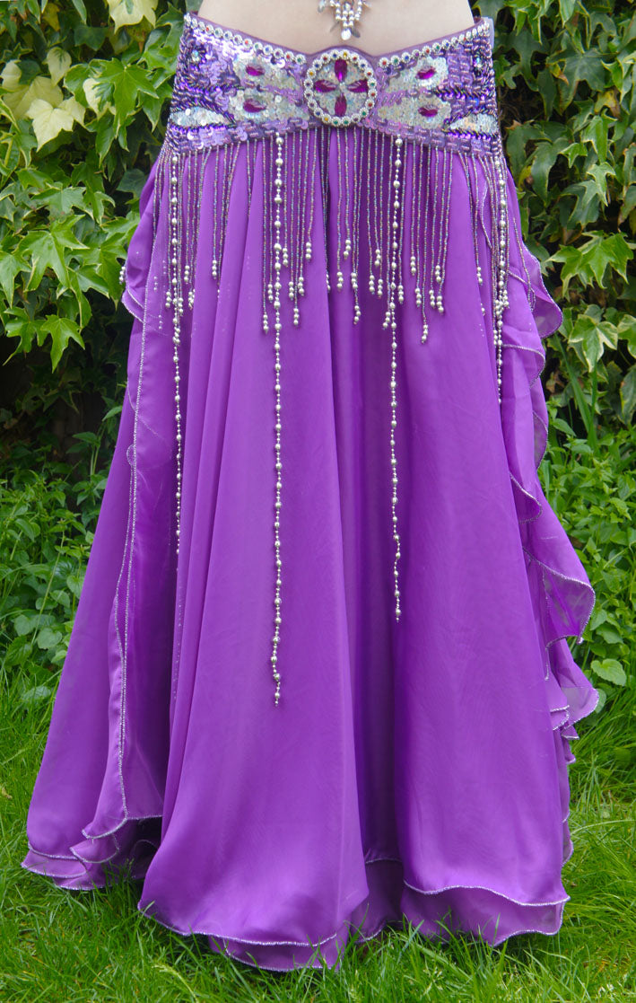 Chiffon rok met stroken aan de zijkant in paars