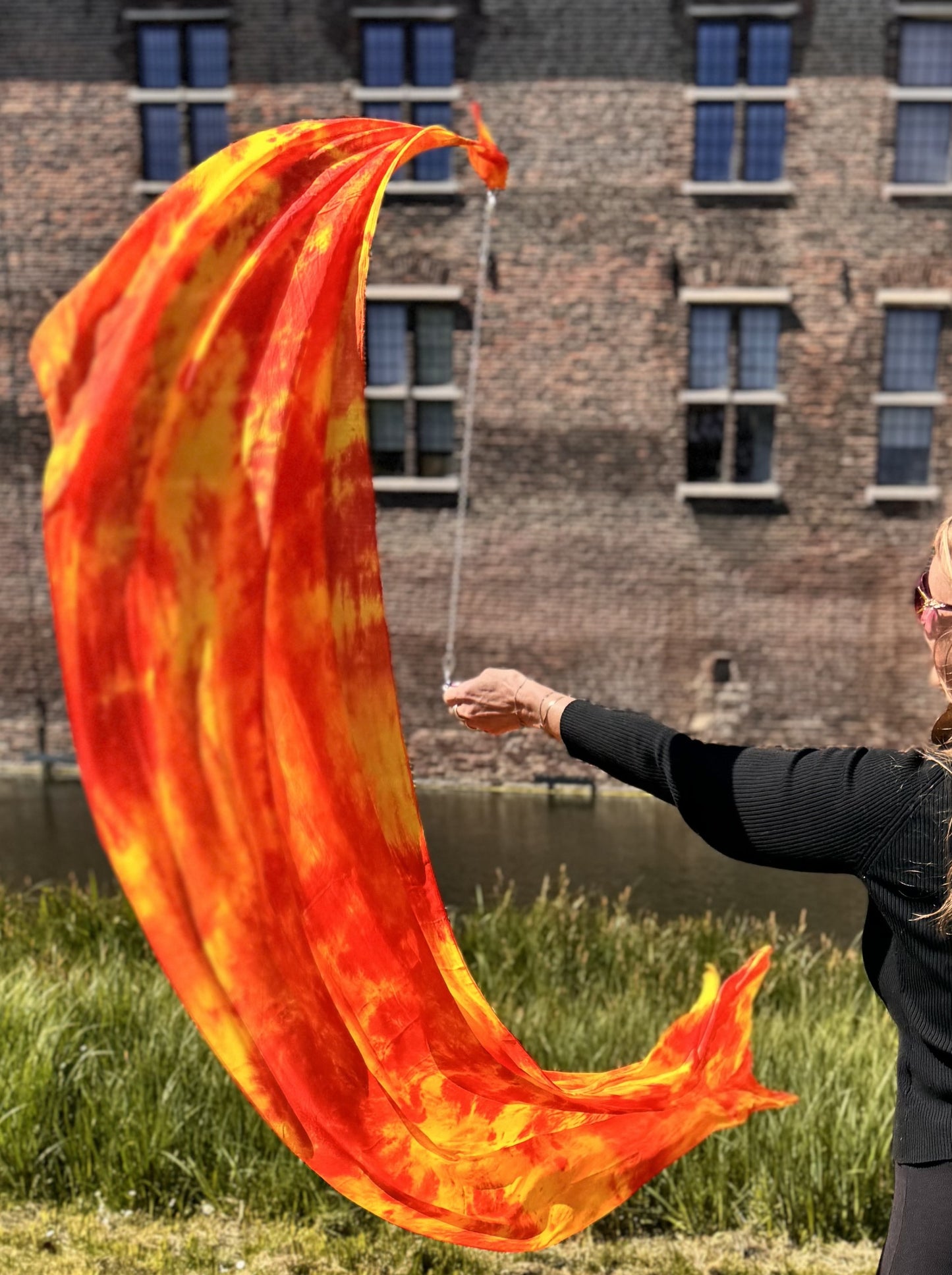 Buikdans poi / voi Flame oranje geel tie dye