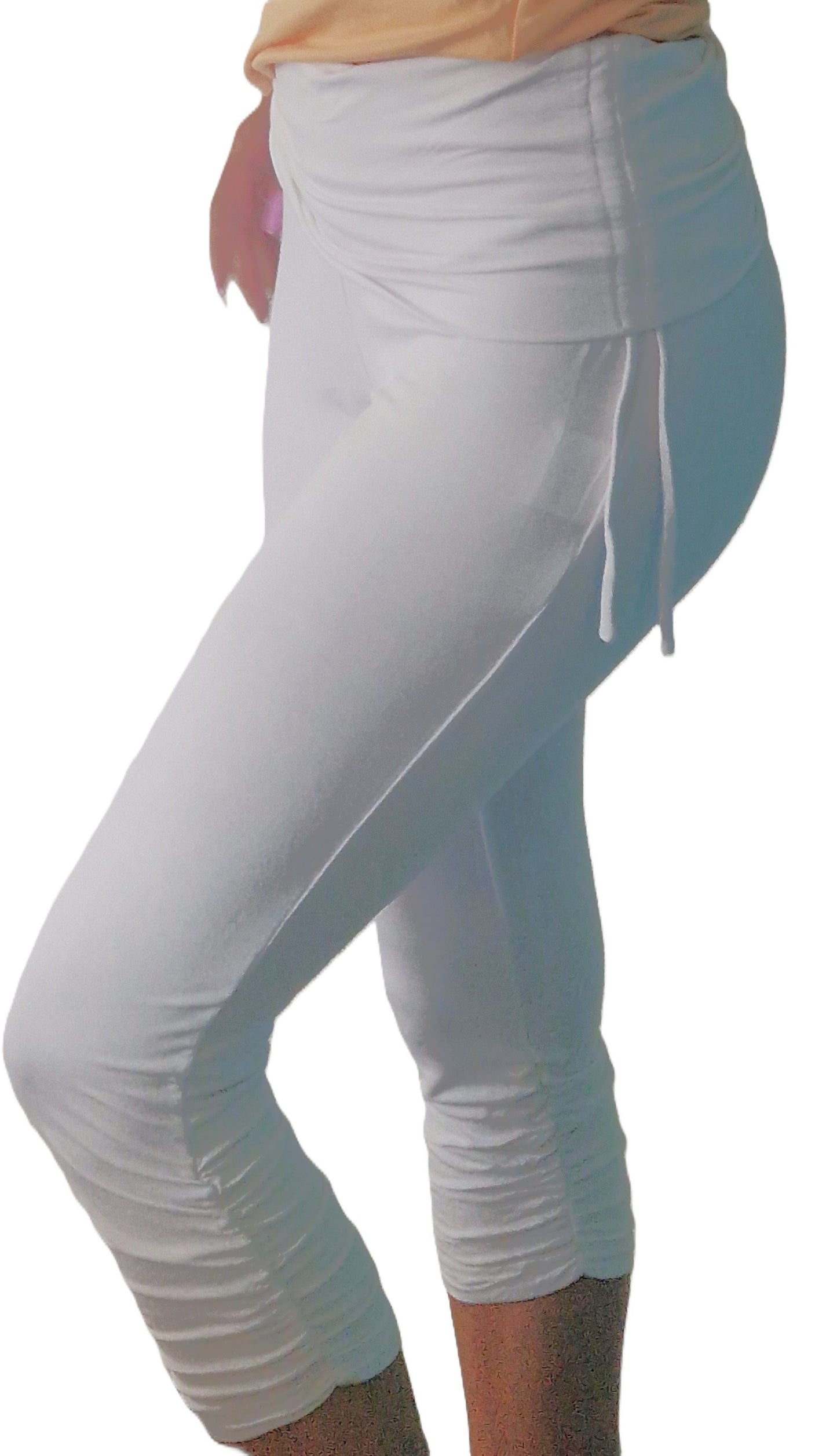 Yoga broek Boga wit. Gemaakt van 92% bamboe textiel