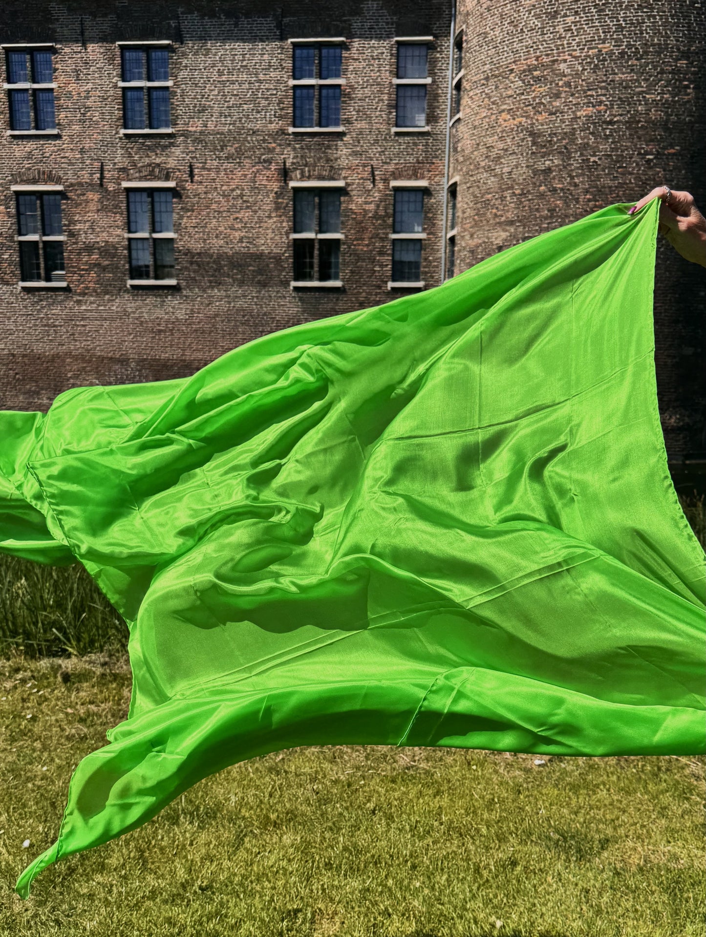 Zijden sluier in groen 100% zijde