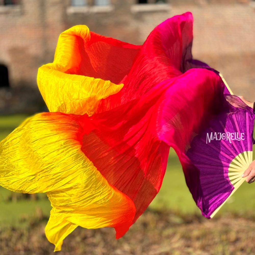 Zijde sluierwaaiers in paars fuchsia rood oranje geel