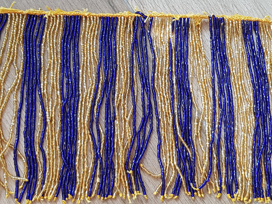 Kralensnoer blauw/goud 16cm