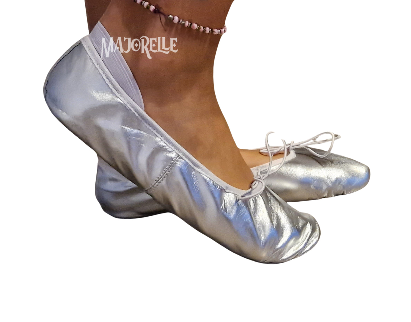 Lederen buikdans schoentjes in zilver