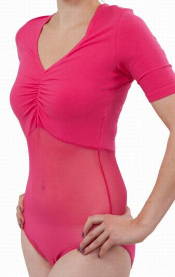 Buikdansbody met korte mouwen in fuchsia