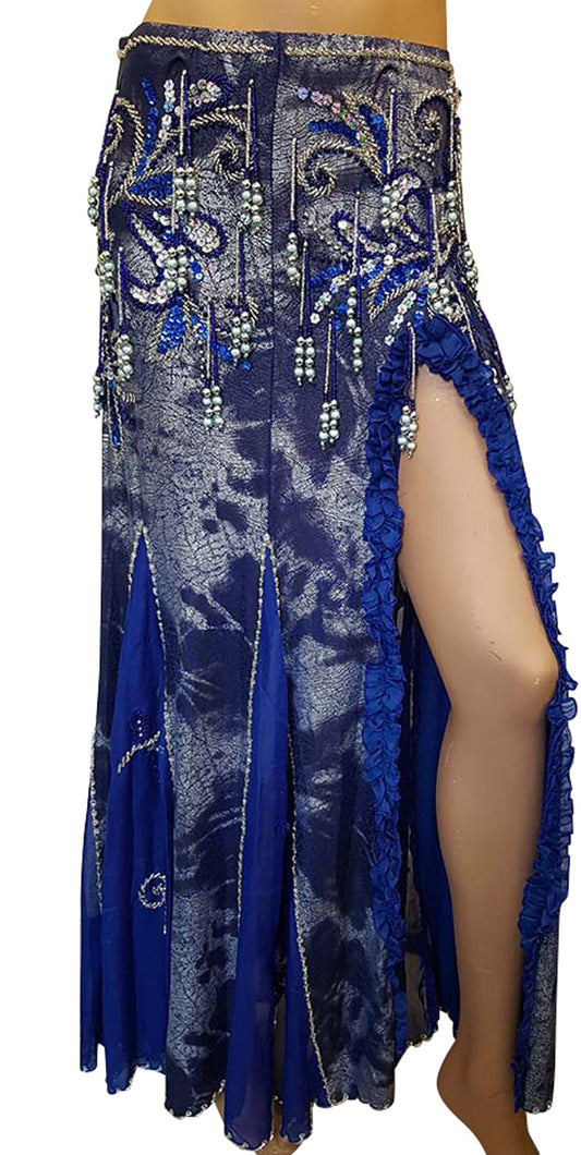Buikdansrok Amra in Jeansblauw met korenblauw