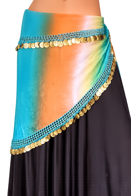 Belly dance hipscharf orange turquoise cheap