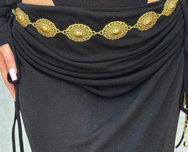 Belly chain / Heupketting goud met ovale versieringen