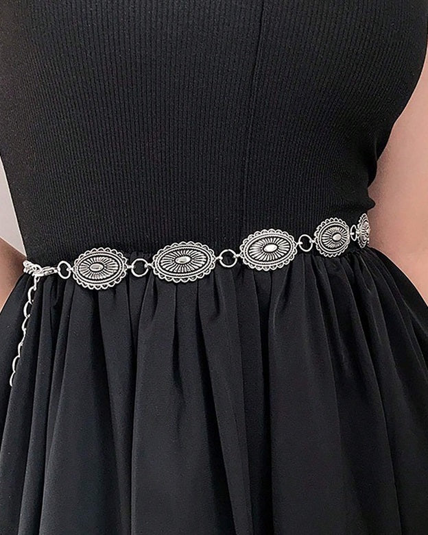 Belly chain / Heupketting oud zilver met ovale versieringen