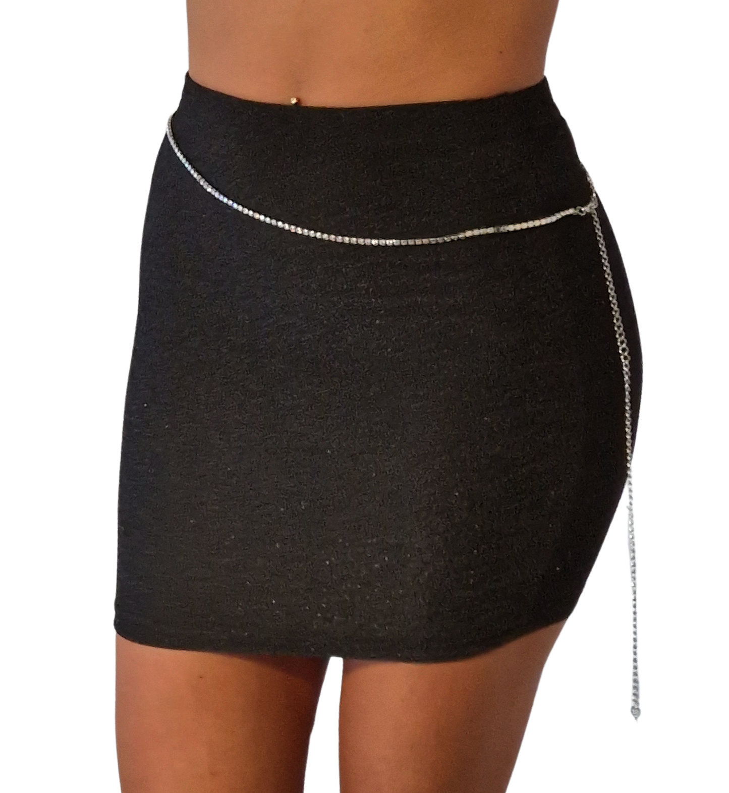 Belly chain / Tailleketting strass zilver