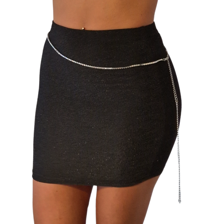 Belly chain / Tailleketting strass zilver