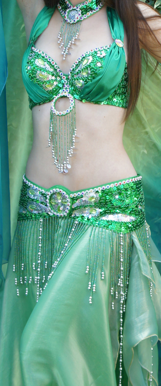 Buikdans kostuum 'Raja' in groen