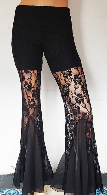 Tribal broek kant in zwart