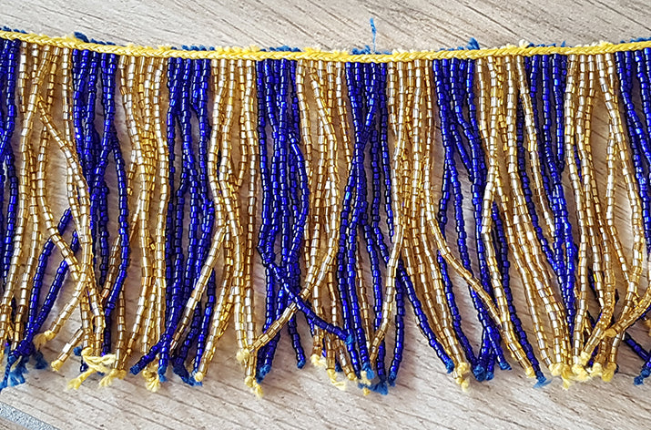 Kralensnoer blauw/goud 10cm