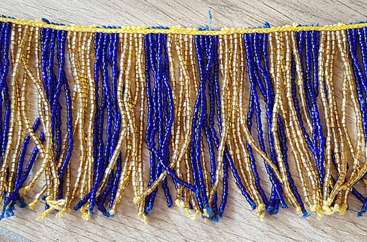 Kralensnoer blauw/goud 10cm
