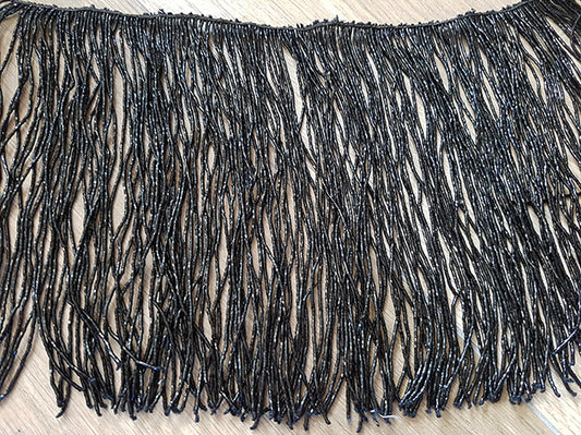 Kralensnoer met slierten zwart 30cm