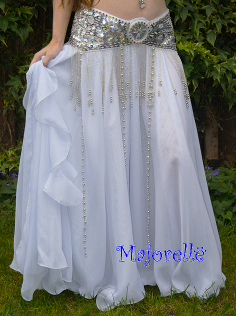 Chiffonrok in wit met stroken
