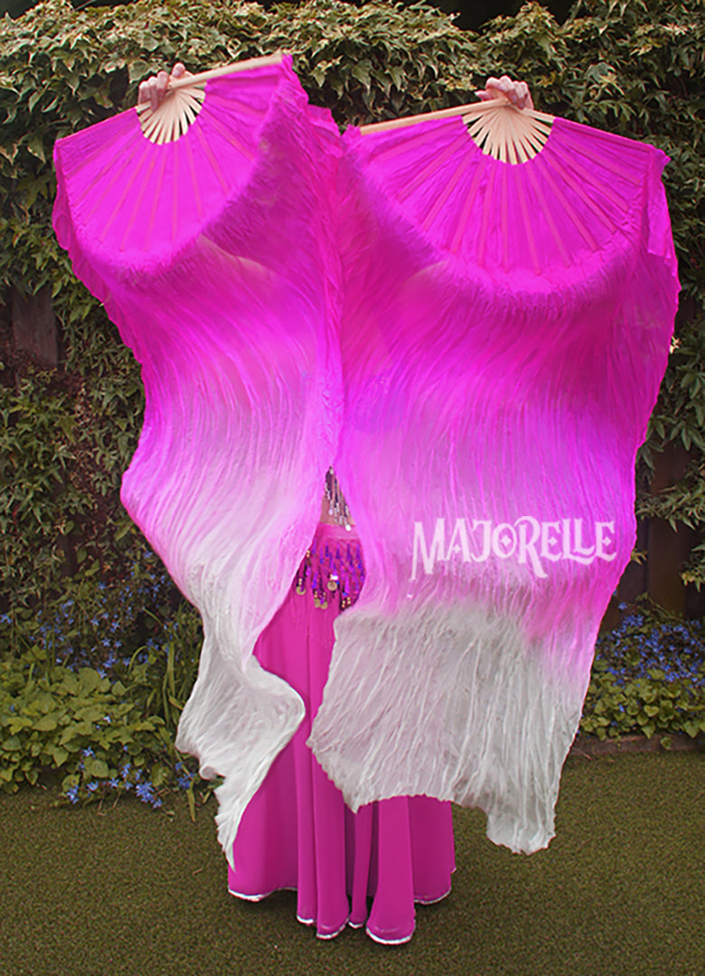 Zijden sluierwaaier in fuchsia naar lichter roze
