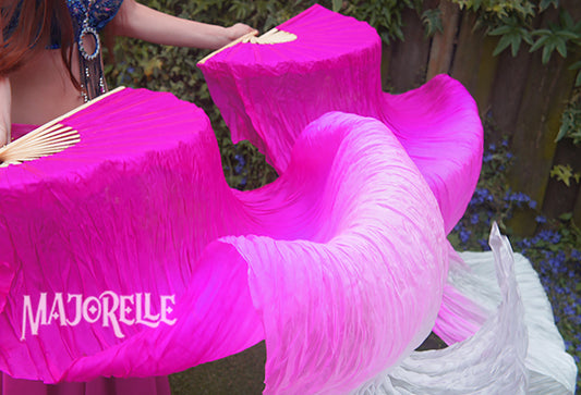 Zijden sluierwaaier in fuchsia naar lichter roze