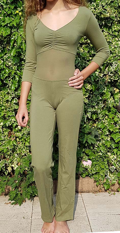 buikdans catsuit olijfgroen met buiknet