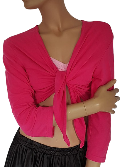 Buikdans top in fuchsia met driekwart mouw.