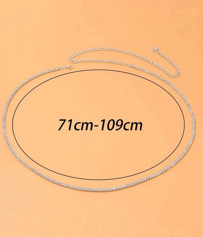 Belly chain / Tailleketting strass zilver