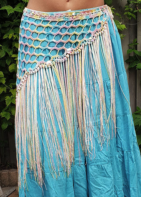 Heupsjaal in pastel kleuren met steentjes