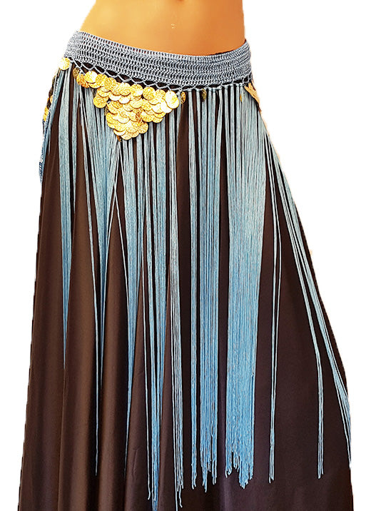 Lange Heupsjaal met pailletjes in turquoise