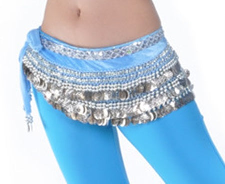 Heupsjaal turquoise met zilveren band