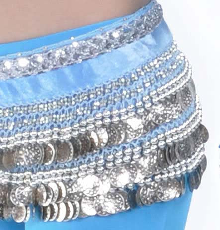 Heupsjaal turquoise met zilveren band