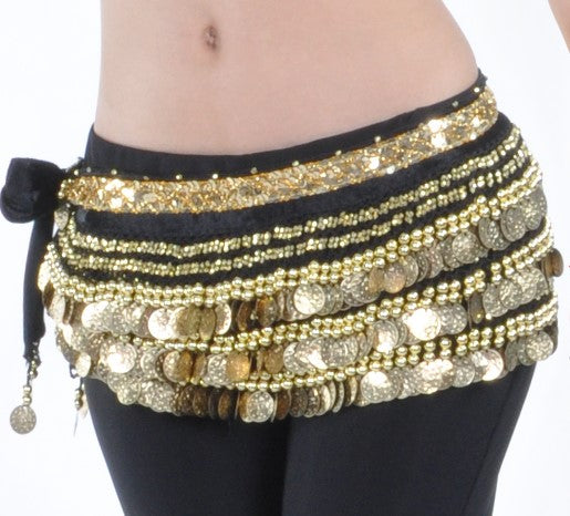 Heupsjaal in zwart met gouden band