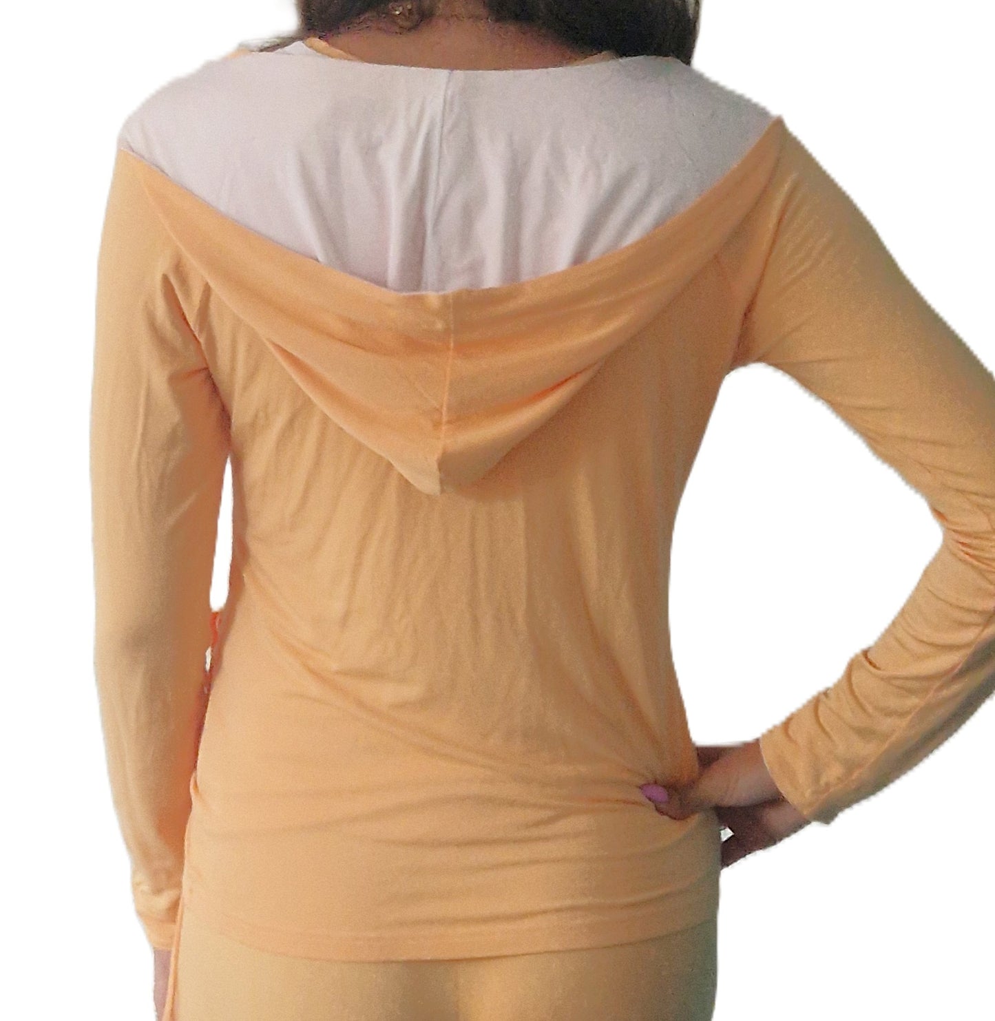 Yoga hoodie vest met capuchon peach, Van 92% bamboe