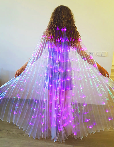 Isis Wings organza (doorschijnend) in wit parelmoer met paarse led lights