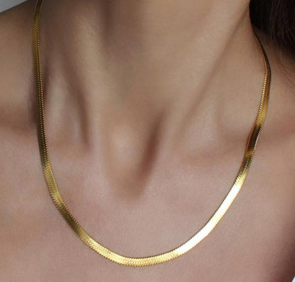 Snake collier platte schakel goud / Stainless Steel
