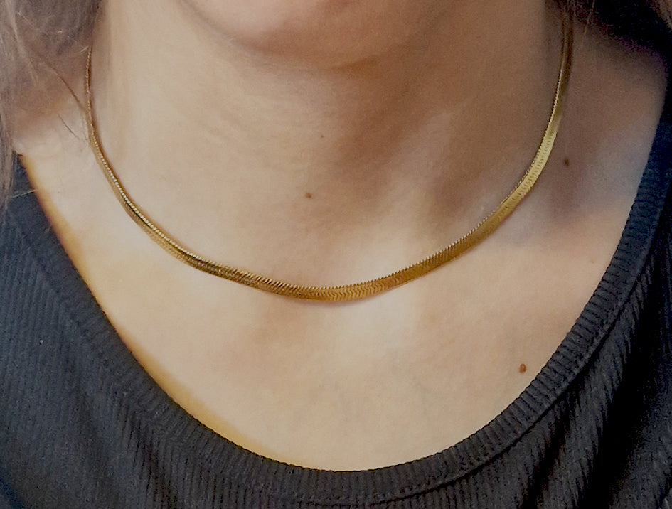 Snake collier platte schakel goud / Stainless Steel