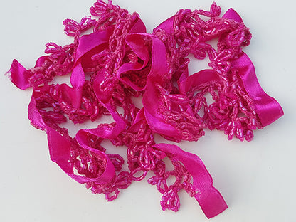 Lint met kraaltjes fuchsia 1 Meter