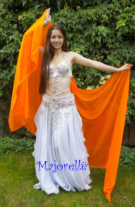 Zijden sluier in oranje 100% zijde