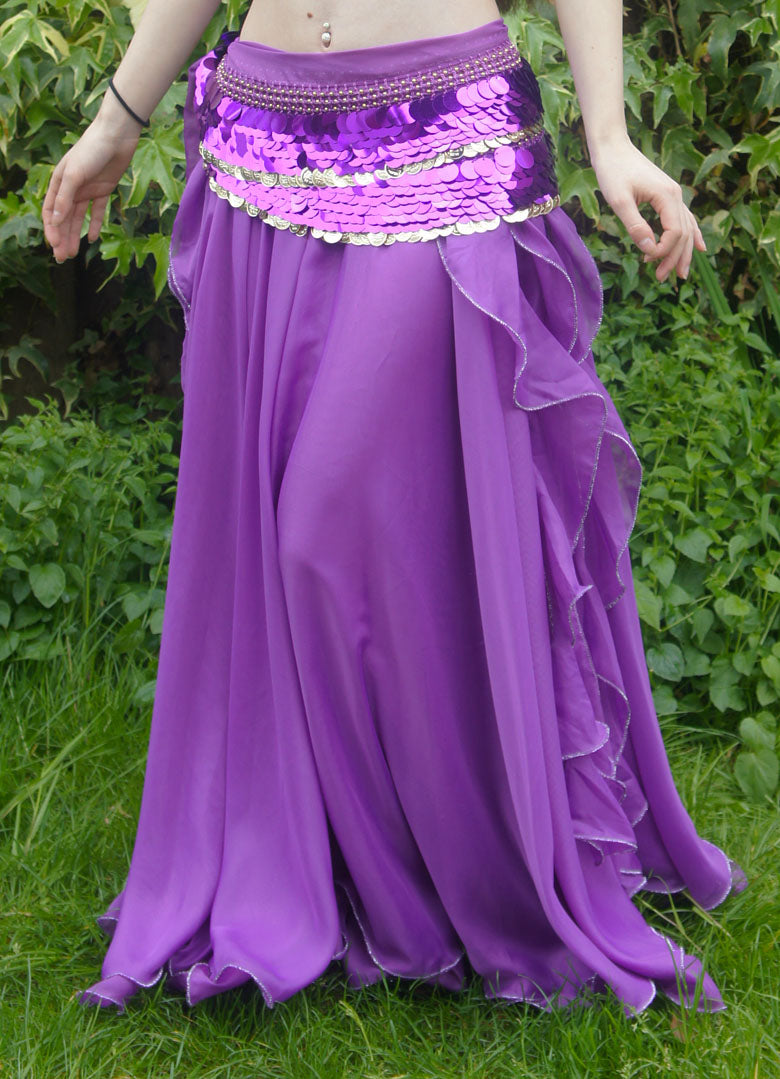Chiffon rok met stroken aan de zijkant in paars