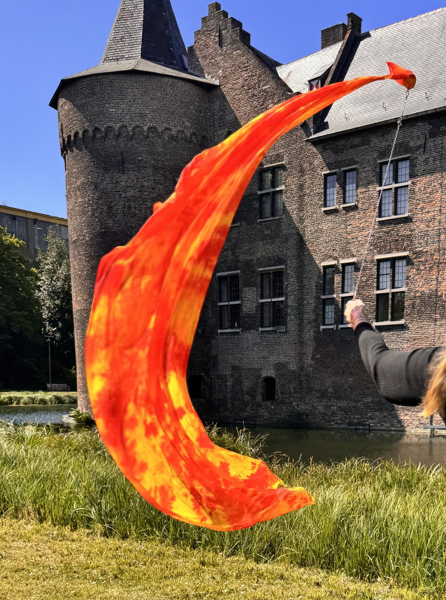 Buikdans poi / voi Flame oranje geel tie dye