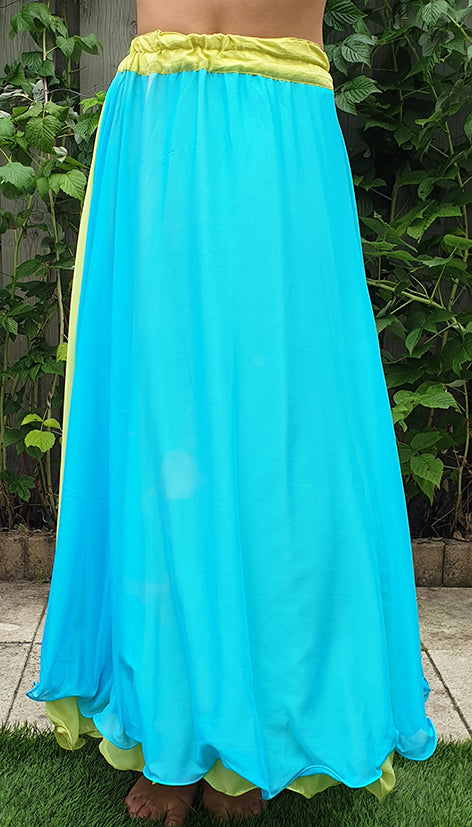 Rok in 2 lagen, bovenste laag turquoise