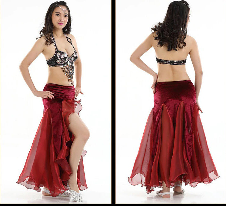 Strakke Mermaid buikdans rok bordeaux