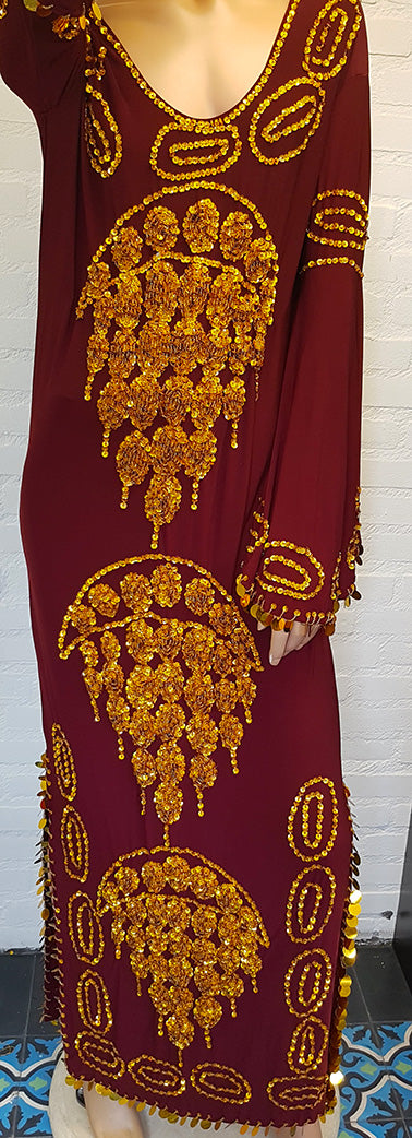 Saidi / Baladi / Hagalla jurk in bordeaux/goud