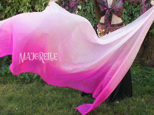 Zijden sluier in fuchsia kleurverloop 100% zijde