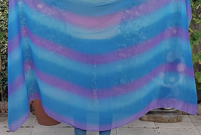 Buikdans sluier in turquoise lila kleurverloop