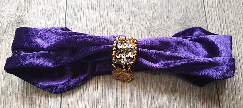 hoofdband paars bewerkt met kraaltjes