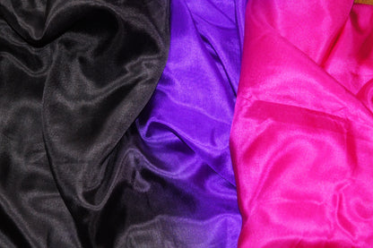 Zijden sluier in zwart paars fuchsia