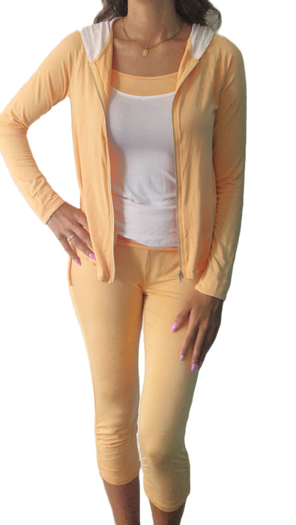 Yoga hoodie vest met capuchon peach, Van 92% bamboe