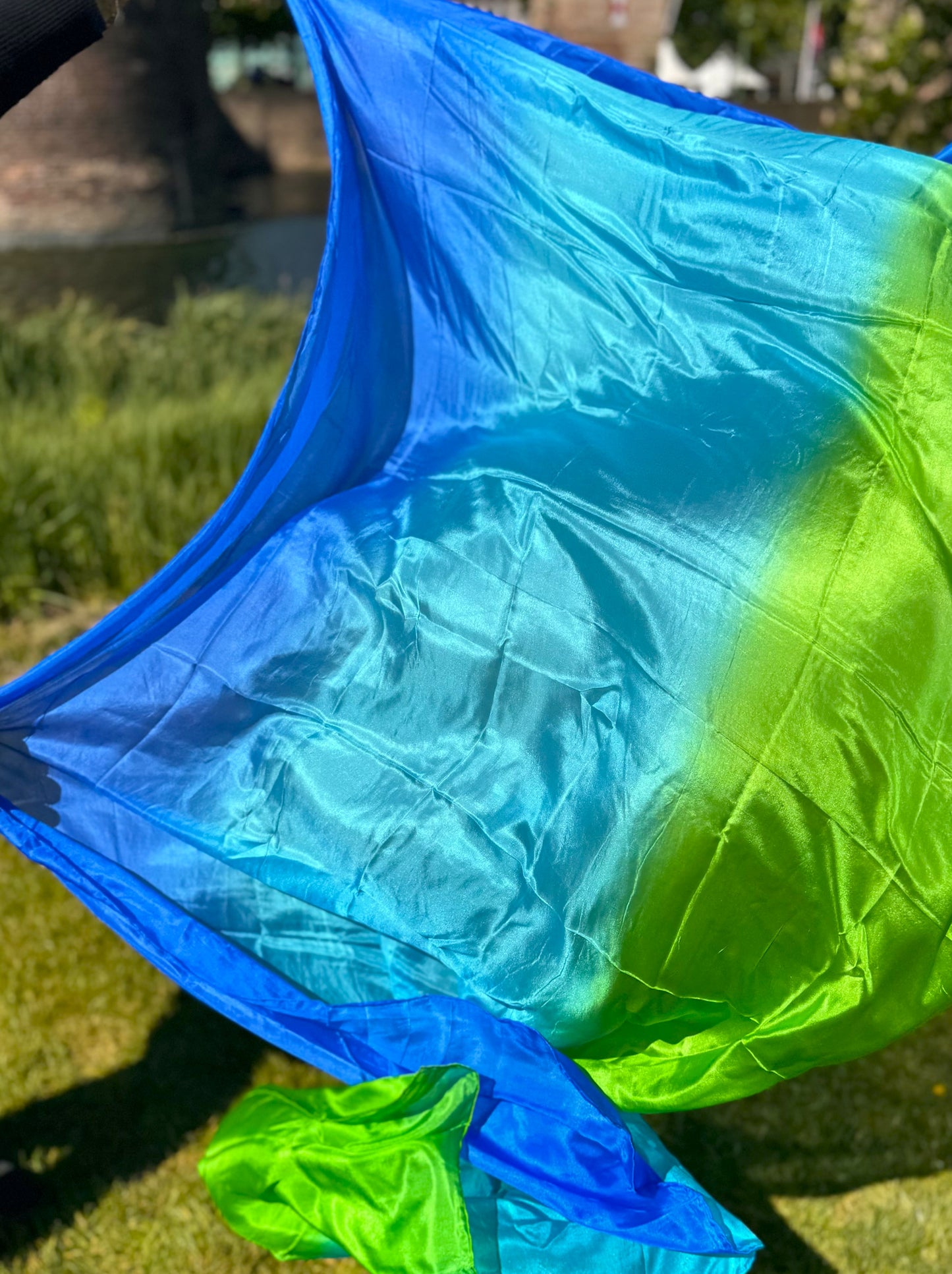 Zijden sluier in blauw turquoise groen
