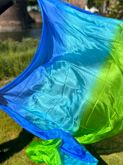 Zijden sluier in blauw turquoise groen