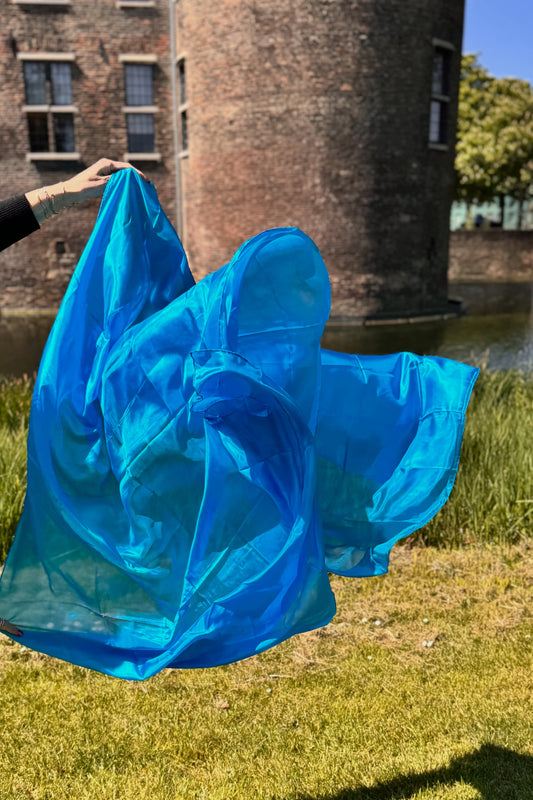 Zijden sluier in turquoise 100% zijde