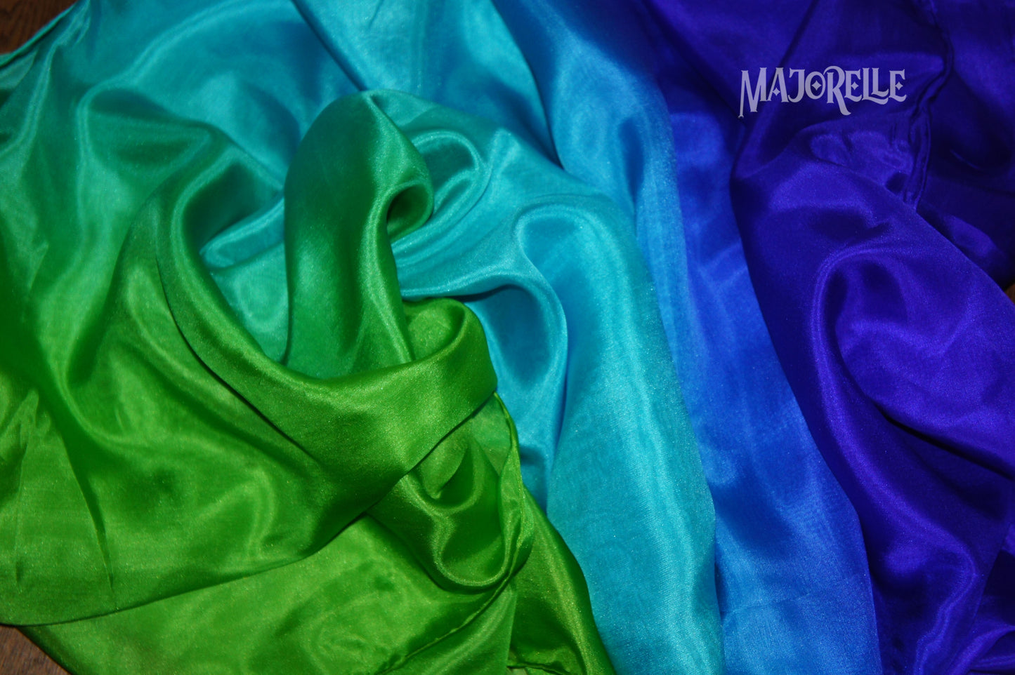 Zijden sluier in blauw turquoise groen
